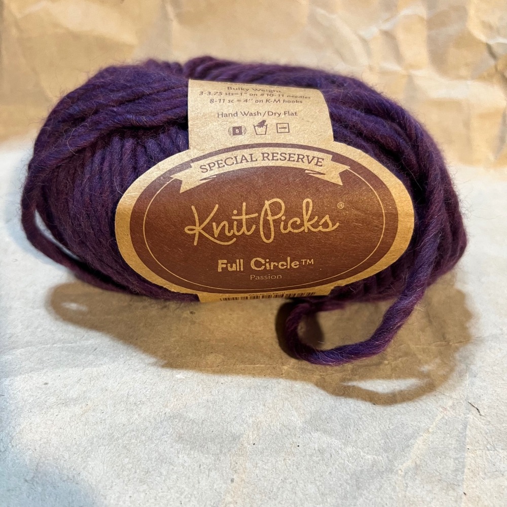 Knit Picks 100g Bulky Yarn Passion Purple Full Circle Special Reserve 100% Wool